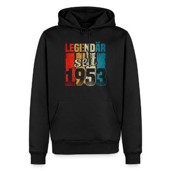 Jahrgang 1953, Legendär seit 1953, Geburtstag - Männer Premium Bio Hoodie - Schwarz - Vorne - Nico (187cm)