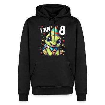 Je suis 8 Tortues Tortue 8e anniversaire - Sweat à capuche Premium bio Homme - noir - Devant - Nico (187cm)
