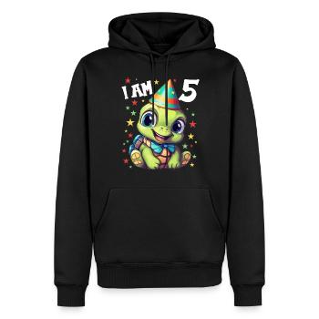 Je suis 5 Tortues Tortue 5e anniversaire - Sweat à capuche Premium bio Homme - noir - Devant - Nico (187cm)