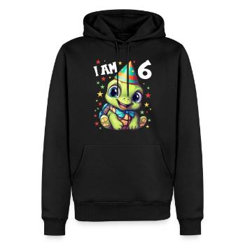 Je suis 6 tortues Tortue 6e anniversaire - Sweat à capuche Premium bio Homme - noir - Devant - Nico (187cm)