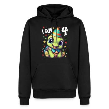 Ich bin 4 Schildkröten Schildkröte 4. Geburtstag - Männer Premium Bio Hoodie - Schwarz - Vorne - Nico (187cm)
