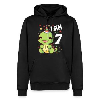 Ich bin 7 Schildkröten Schildkröte 7. Geburtstag - Männer Premium Bio Hoodie - Schwarz - Vorne - Nico (187cm)