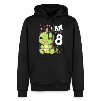 Je suis 8 Tortues Tortue 8e anniversaire - Sweat à capuche Premium bio Homme - noir - Devant - Nico (187cm)
