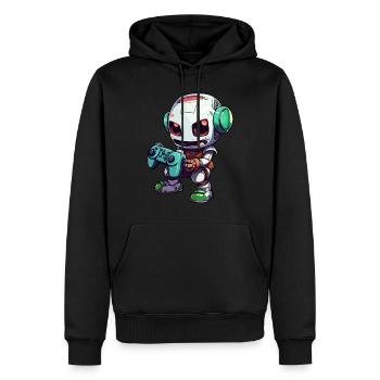 Joueur de robot mignon Robot de jeu drôle - Sweat à capuche Premium bio Homme - noir - Devant - Nico (187cm)