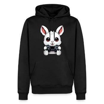 Mignon Lapin Joueur Drôle Lapin De Jeu - Sweat à capuche Premium bio Homme - noir - Devant - Nico (187cm)