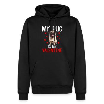 My pug is my valentine, valentines day pug - Männer Premium Bio Hoodie - Schwarz - Vorne - Nico (187cm)