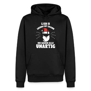 Lieber Weihnachtsmann die waren alle Unartig - Männer Premium Bio Hoodie - Schwarz - Vorne - Nico (187cm)