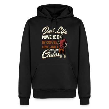 Dad Life Powered By Coffee - Men’s Premium Organic Hoodie - black - Front - Nico (187cm)