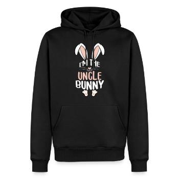 Je suis l’oncle lapin - Sweat à capuche Premium bio Homme - noir - Devant - Nico (187cm)