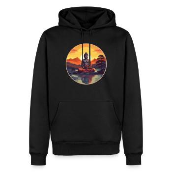 Bouddhisme Yoga Bouddhiste Zen Méditation Bouddha - Sweat à capuche Premium bio Homme - noir - Devant - Nico (187cm)