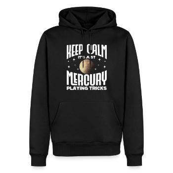 Planètes rétrogrades Mercure rétrograde - Sweat à capuche Premium bio Homme - noir - Devant - Nico (187cm)