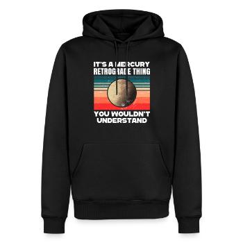 Planètes rétrogrades Mercure rétrograde - Sweat à capuche Premium bio Homme - noir - Devant - Nico (187cm)