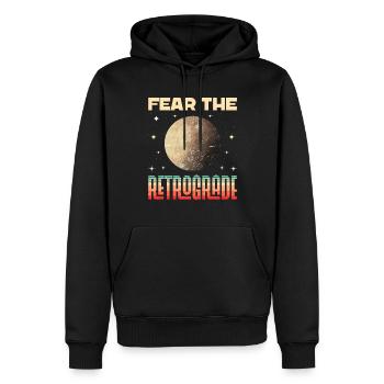 Planètes rétrogrades Mercure rétrograde - Sweat à capuche Premium bio Homme - noir - Devant - Nico (187cm)