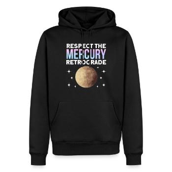 Planètes rétrogrades Mercure rétrograde - Sweat à capuche Premium bio Homme - noir - Devant - Nico (187cm)