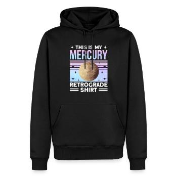 Planètes rétrogrades Mercure rétrograde - Sweat à capuche Premium bio Homme - noir - Devant - Nico (187cm)