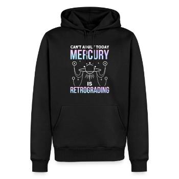 Planètes rétrogrades Mercure rétrograde - Sweat à capuche Premium bio Homme - noir - Devant - Nico (187cm)