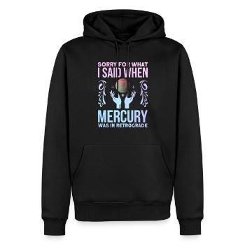 Planètes rétrogrades Mercure rétrograde - Sweat à capuche Premium bio Homme - noir - Devant - Nico (187cm)