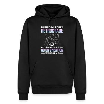 Planètes rétrogrades Mercure rétrograde - Sweat à capuche Premium bio Homme - noir - Devant - Nico (187cm)