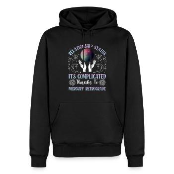 Planètes rétrogrades Mercure rétrograde - Sweat à capuche Premium bio Homme - noir - Devant - Nico (187cm)