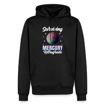 Planètes rétrogrades Mercure rétrograde - Sweat à capuche Premium bio Homme - noir - Devant - Nico (187cm)