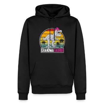 Omasaurus T Rex Dinosaurier Oma Saurus - Männer Premium Bio Hoodie - Schwarz - Vorne - Nico (187cm)