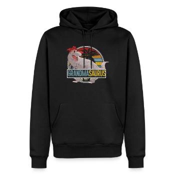 Omasaurus T Rex Dinosaurier Oma Saurus - Männer Premium Bio Hoodie - Schwarz - Vorne - Nico (187cm)
