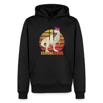 Omasaurus T Rex Dinosaurier Oma Saurus - Männer Premium Bio Hoodie - Schwarz - Vorne - Nico (187cm)