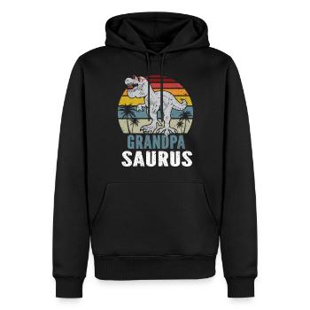 Opasaurus T Rex Dinosaurier Opa Saurus - Männer Premium Bio Hoodie - Schwarz - Vorne - Nico (187cm)
