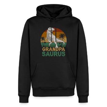 Opasaurus T Rex Dinosaurier Opa Saurus - Männer Premium Bio Hoodie - Schwarz - Vorne - Nico (187cm)