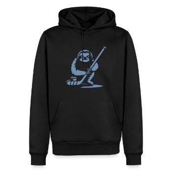 Faultier Eishockey Silhouette - Männer Premium Bio Hoodie - Schwarz - Vorne - Nico (187cm)