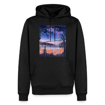 Die Berge Japans - Männer Premium Bio Hoodie - Schwarz - Vorne - Nico (187cm)