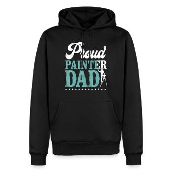 Peintre en bâtiment Décorateur Papa Fier - Sweat à capuche Premium bio Homme - noir - Devant - Nico (187cm)