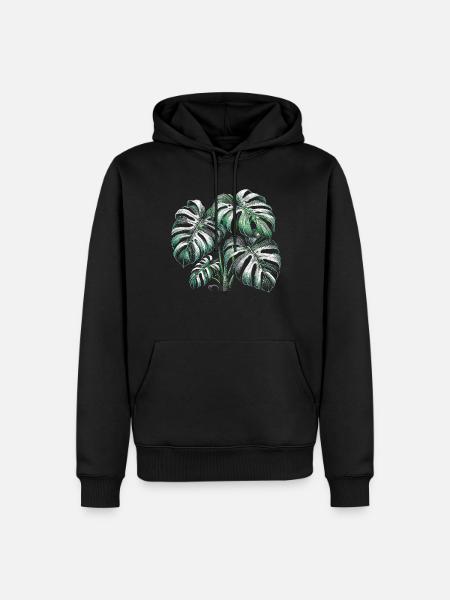 Monstera panaché - Sweat à capuche Premium bio Homme - noir