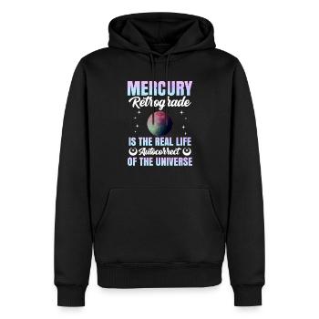 Planètes rétrogrades Mercure rétrograde - Sweat à capuche Premium bio Homme - noir - Devant - Nico (187cm)