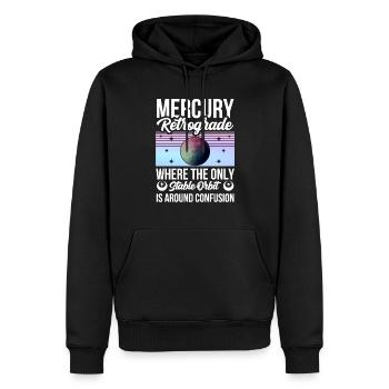 Planètes rétrogrades Mercure rétrograde - Sweat à capuche Premium bio Homme - noir - Devant - Nico (187cm)
