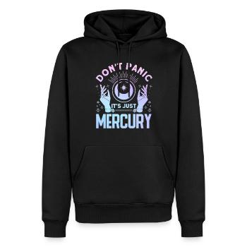 Planètes rétrogrades Mercure rétrograde - Sweat à capuche Premium bio Homme - noir - Devant - Nico (187cm)