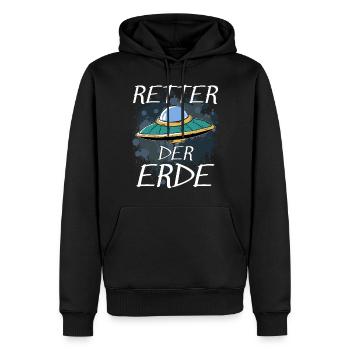 UFO RETTER DER ERDE - Männer Premium Bio Hoodie - Schwarz - Vorne - Nico (187cm)