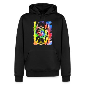 Groovy Tie Dye rétro des années 70 Hippie Vintage - Sweat à capuche Premium bio Homme - noir - Devant - Nico (187cm)