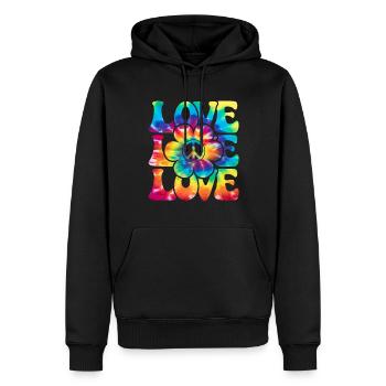 Groovy Tie Dye rétro des années 70 Hippie Vintage - Sweat à capuche Premium bio Homme - noir - Devant - Nico (187cm)