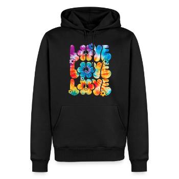 Groovy Tie Dye rétro des années 70 Hippie Vintage - Sweat à capuche Premium bio Homme - noir - Devant - Nico (187cm)