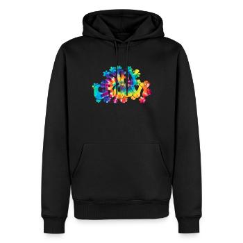 Groovy Tie Dye rétro des années 70 Hippie Vintage - Sweat à capuche Premium bio Homme - noir - Devant - Nico (187cm)