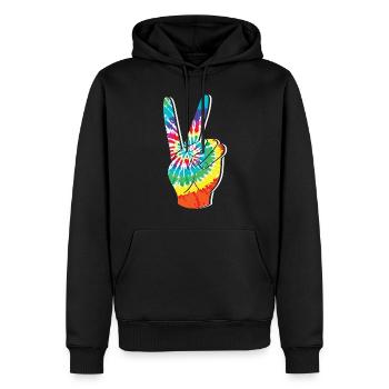Groovy Tie Dye rétro des années 70 Hippie Vintage - Sweat à capuche Premium bio Homme - noir - Devant - Nico (187cm)