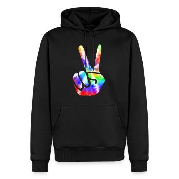 Groovy Tie Dye rétro des années 70 Hippie Vintage - Sweat à capuche Premium bio Homme - noir - Devant - Nico (187cm)