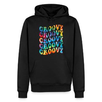 Groovy Tie Dye rétro des années 70 Hippie Vintage - Sweat à capuche Premium bio Homme - noir - Devant - Nico (187cm)