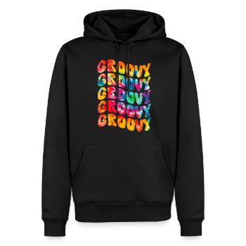 Groovy Tie Dye rétro des années 70 Hippie Vintage - Sweat à capuche Premium bio Homme - noir - Devant - Nico (187cm)