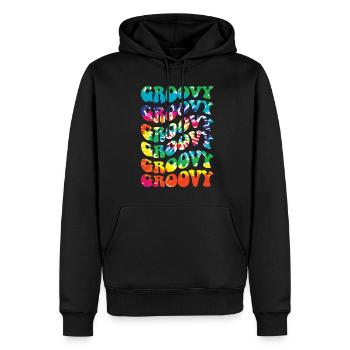 Groovy Tie Dye rétro des années 70 Hippie Vintage - Sweat à capuche Premium bio Homme - noir - Devant - Nico (187cm)