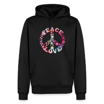 Groovy Tie Dye rétro des années 70 Hippie Vintage - Sweat à capuche Premium bio Homme - noir - Devant - Nico (187cm)