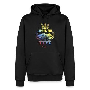 Après-ski 2024 Vacances de ski colorées à la montagne - Sweat à capuche Premium bio Homme - noir - Devant - Nico (187cm)