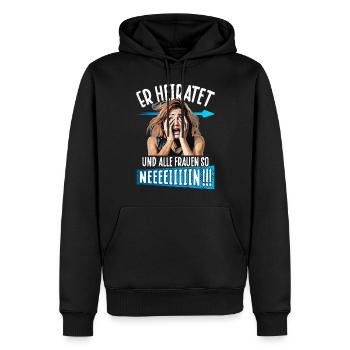 JGA T-Shirt Männer Junggesellenabschied poltern - Männer Premium Bio Hoodie - Schwarz - Vorne - Nico (187cm)