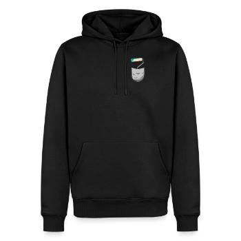 Poche de décorateur de peintre en bâtiment - Sweat à capuche Premium bio Homme - noir - Devant - Nico (187cm)